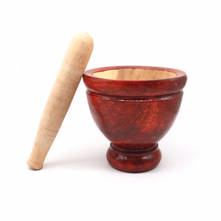 Rsrddy thai-style chicken feet drum, dai-flavored mortar chicken feet, household solid wood garlic grinder, wood chili pepper pounding bowl, diameter 14cm, depth 8cm, about 6 size