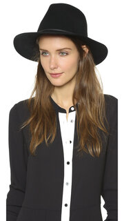 Brixton men's wool felt fedora hat mid-brim style spring and summer casual black//white x large size