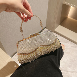 Kuqidaishu 2025 chinese valentine's day clutch diamond dinner bag tassel small bag women's cheongsam bag wedding mommy bag wavy tassel