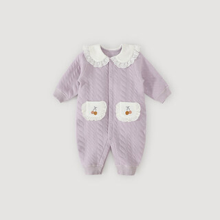 Bali piggy baby girl winter clothes 2024 new princess style clothespin silk thickened warm autumn and winter clothes baby jumpsuit taro purple 100cm