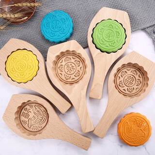 Haiyi duo wooden baking mold steamed bun cake mung bean cake making mooncake mold pastry pumpkin cake steamed bun dessert jixiang yufu wooden mooncake mold
