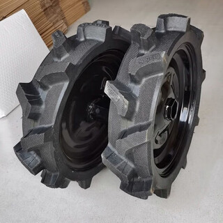 Mini tillage solid tire belt shaft complete set assembly 4.00-8 cultivator 3.50-6 tail wheel walking wheel wear-resistant 4.00-8 shaft inner diameter 32 (small version) 2 pieces (pair)