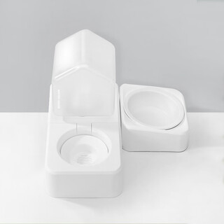 Nervous cat bowl ceramic double bowl food bowl cat drinking bowl dog bowl protects cervical vertebra automatic drinking pet supplies anti-tip moonlight white ceramic double bowl anti-tip, does not wet mouth, universal for cats and dogs