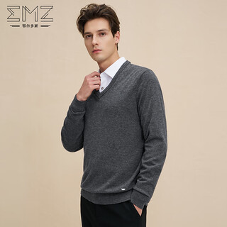 Emz ordos 100% mercerized australian wool new autumn men's pure wool v-neck sweater