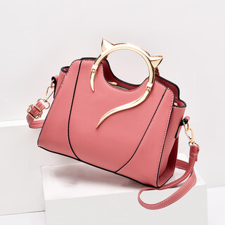 Kuqi kangaroo genuine leather small bag women 2023 new shoulder portable versatile internet celebrity crossbody bag pink