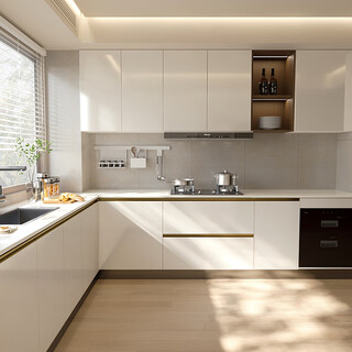 Lin's home whole house customized cabinets customized kitchen decoration quartz stone countertops cabinets and stoves integrated customized gold