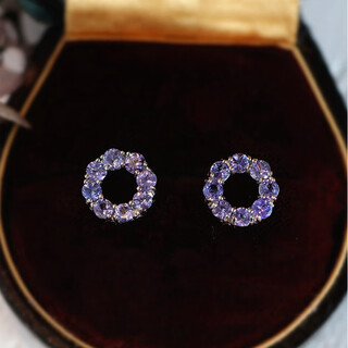 Dl 1998 fat donglai same style tanzanite earrings natural l natural tanzanite earrings for women 925 silver purple pair of earrings