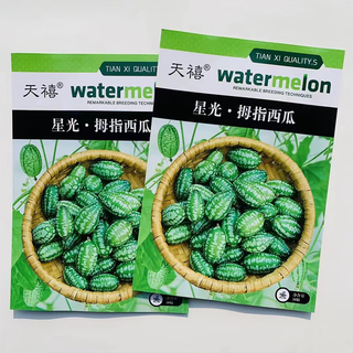 Thumb watermelon seed high yield mini small watermelon thin skin finger mother finger mother and child watermelon seed balcony potted fruit thumb watermelon about 50 capsules