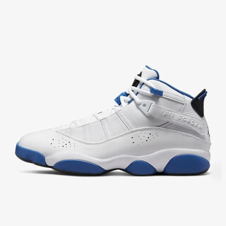 Aj jordan (nike air jordan) jordan 6 rings joe 6 lightweight cushioning breathable wear-resistant 22 years new men's actual basketball shoes white and blue 322992-114 standard 40.5/us7.5