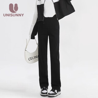 Pregnant women's pants, autumn and winter outer wear jeans, full pregnancy plus velvet, loose slimming belly-supporting straight pants, wide-leg casual pants, black plus velvet style m