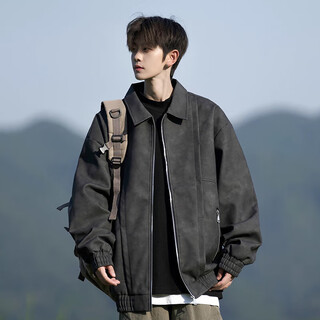 Oemg american quilted thickened leather jacket men's spring, autumn and winter trendy brand large size loose couple work jacket clothes black high quality xl recommended 110-125jin jin equals 0.5 kg