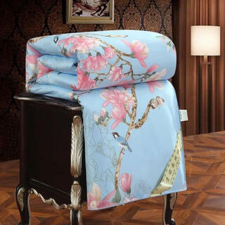 Silk quilt, mulberry silk, spring and autumn quilt, air-conditioned quilt, thickened winter quilt, single double quilt core cotton mattress, birds singing and flowers fragrant blue 2.0*2.3 meters 10jin jin is equal to 0.5 kilograms