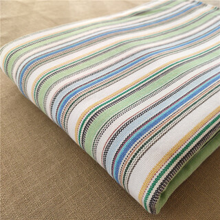 加厚山东纯棉老粗布亚麻棉麻床单单件三件套特厚100全棉老式高端 浅绿细条【凉席+枕套】 1.5m(5英尺)床