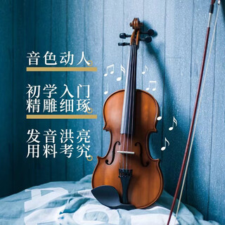 Uncle drew wooden violin for beginners, professional playing student, adult male and female handmade violin, children's violin introduction, 4/4, height above 155cm, full set of accessories + teaching video