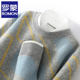 Romon men's wool sweater men's autumn and winter new 100% wool sweater men's outdoor fashion casual warm bottoming shirt men gray 2xl