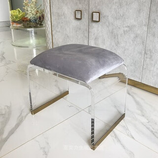 Mexueer high-end light luxury makeup stool bedroom transparent crylic dressing table stool girls simple home high-end chair light gray large size