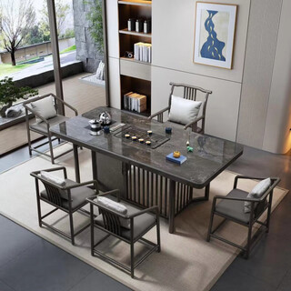Slate tea table, simple office kung fu tea table, living room, modern tea table with water boiler, light luxury coffee table 140*80*75cm chanel single table comes with smart tea stove