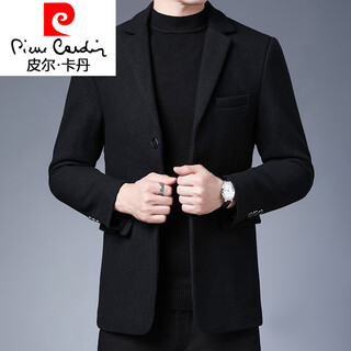 Pierre cardin woolen coat men's short windbreaker autumn and winter thickened woolen coat middle-aged business casual mid-size wool suit m902 black m 170