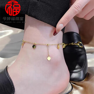 Fat donglai quality au750 anklet k gold 18 color gold love bell tassel female rose gold gold sense chain trend 18k gold love bell anklet 26cm