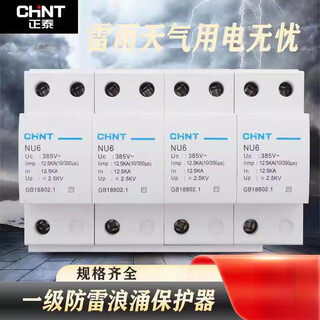 正泰（CHNT）T1浪涌保护器一级防雷器NU6--150KA2P/3P/4P电涌避雷器 4P(三火一零一地) 50KA