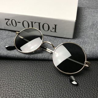Karond new product funny sunglasses, special glasses for driving, retro round frame sunglasses for men, funny sunglasses, round trendy birthday glasses, gold frame dark green film, high-definition polarizer, mirror box + mirror cloth