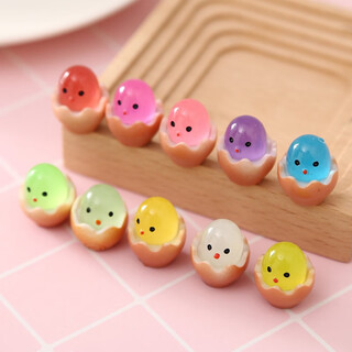 Cute broken-shell chicks luminous small ornaments diy home ledger children's ornaments wholesale cartoon resin accessories luminous broken-shell chicks mixed pack of 20 hot-selling models