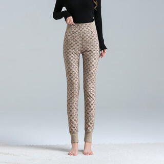 Northeast harbin travel warm inner down pants women's mohe iceland high waist slim coldproof leggings thick camel 28 (recommended weight 111-120