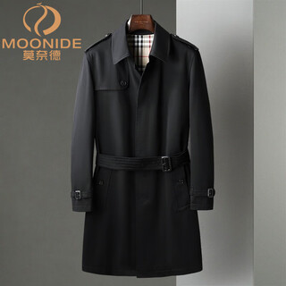 Moned brand windbreaker men's mid-length autumn new men's british coat middle-aged business casual cloak coat coat black 175