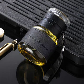 Yining youmei tea separating cup glass insulated tea cup men's and women's portable water cup black 320ml 1 piece