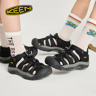 Keen parent-child shoes newport h2 children's outdoor wading anti-collision sandals and river shoes black/keen yellow label-1022824-kid 31
