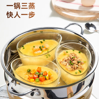 Newair high borosilicate glass fan-shaped steaming tray, steaming box, household steamer cage, thickened steam grid, rice cooker, steaming bowl, steaming rice artifact, fan-shaped steaming egg bowl - 3 pieces