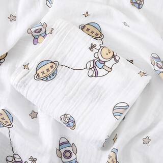 Bo naling baby gauze wrap quilt single newborn autumn thin double-layer gauze delivery room air-conditioned quilt blanket gauze blanket space bear stretch size 110*110