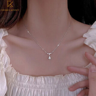 Chomel kinseys999 pure silver water drop necklace women's light luxury moissanite clavicle chain necklace as a valentine's day birthday gift for your girlfriend s999 pure silver water drop necklace