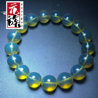 Yuan clan top concubine burmese amber purified water blue amber bracelet 11mm single circle gold blue men and women sky blue small hand picture color