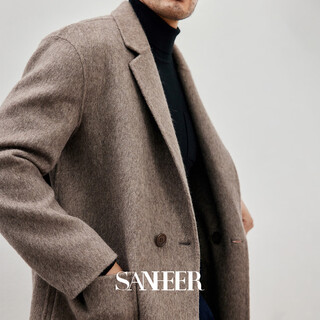 Sanheer italian gentleman high-end yak wool double-sided woolen winter men's mid-length woolen coat daf184 camel xl /52