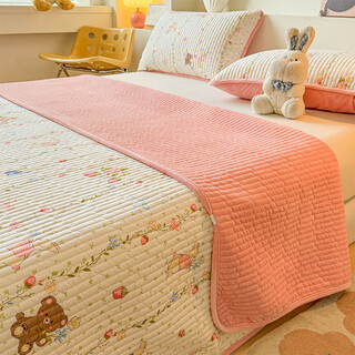 Jianyingmao bed cover 2024 new four-season universal cotton double-sided bed cover plush tatami quilted thick bed bunny a version pure cotton b version baby velvet reversible cotton baby velvet bed cover single piece 90x200cm