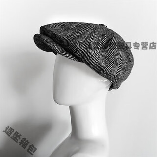 Flower beret men's summer octagonal hat men's razor party hat peaky blinders octagonal hat retro british newsboy octagonal hat light gray herringbone pattern s54-56cm