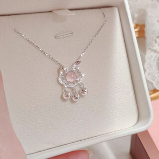 S999 sterling silver safe lock necklace female pink crystal pendant light luxury niche 2025 new birthday gift for girlfriend safe lock - brand gift box
