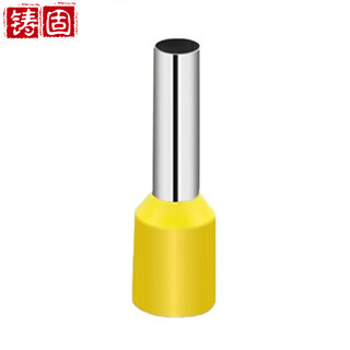 Cast solid tubular pre-insulated terminal tubular terminal block pre-insulated terminal copper cold-pressed terminal wire connector ve wire nose pin type copper nose ve6018/1000 only 6 square yellow