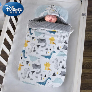 Disney sleeping bag baby autumn thick cotton cover newborn cuddler newborn baby sleeping bag anti-frightening swaddle anti-kick quilt dinosaur (built-in belly design) small size approximately 90cm (recommended within 0-6 months)