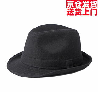 Orihime gentleman hat men's british style retro simple solid color woolen top hat men's casual jazz hat warm retro black m 58-59cm