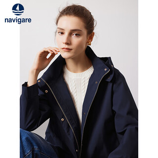Navigare italian dinghy women's short hooded windbreaker loose jacket 2331504502 blue l