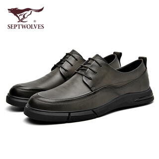 Septwolves official men's shoes, toe-layer cowhide leather shoes, men's casual shoes, business workplace formal shoes, men's khaki 41