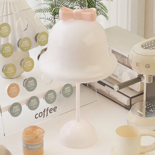 Renjuyi french cream style table lamp, high-looking, floor-standing red, light luxury and high-end, living room, study, bedroom, bedside atmosphere lamp, milky white pink bow (three-color light)