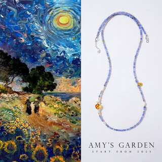 Baozha amy sgarden sunset tanzanite necklace women's original new chinese sweater chain christmas gift sunset necklace