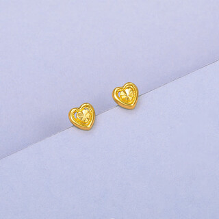 Changcai 24k gold earrings small love 999 pure gold sweetheart earrings gold earrings imitation gold color valentine's day gift new product