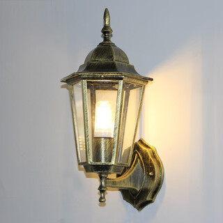 枫岚情 FENGLANQ户外壁灯防水欧式复古阳台庭院灯美式过道楼梯室外田园led墙壁灯 青金六角壁灯