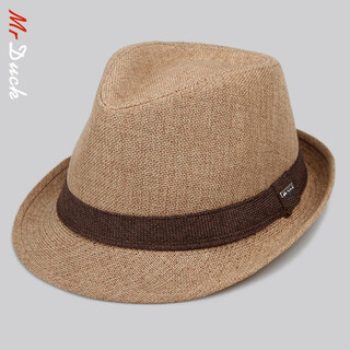 Mr duck high-end men's hat british gentleman hat curled top hat jazz hat summer sun protection straw hat size head circumference ms13014-brown adjustable hat circumference m suitable for 56-58cm head circumference