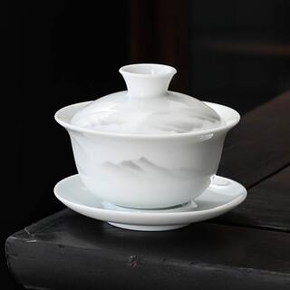 Porcelain brand tea set, large tureen, blue and white ceramic tureen, flower tea cup, white porcelain sancai bowl, toast tea bowl, kungfu tea set, ink distant mountains, tureen