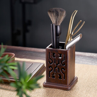 Han and tang dynasty tea accessories six gentlemen tea ceremony six gentlemen tea knife tea clamp tea needle tea spoon pot pen tea cistern tea ceremony combination style 2 black rosewood six gentlemen